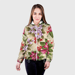 Куртка с капюшоном женская Цветочный мотив, цвет: 3D-белый — фото 2