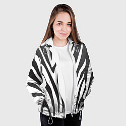 Куртка с капюшоном женская Африканская зебра, цвет: 3D-белый — фото 2