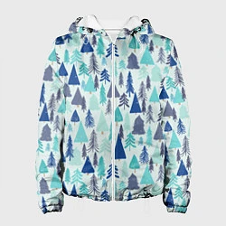 Куртка с капюшоном женская Зимний лес, цвет: 3D-белый