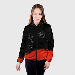 Куртка с капюшоном женская 21 Pilots: Red & Black, цвет: 3D-черный — фото 2