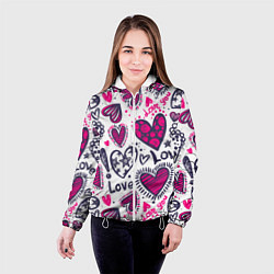 Куртка с капюшоном женская Love - pink hearts, цвет: 3D-белый — фото 2