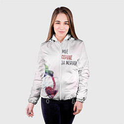 Куртка с капюшоном женская Моё сердце замерло, цвет: 3D-белый — фото 2