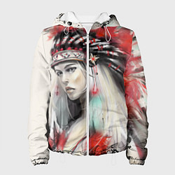 Куртка с капюшоном женская Индейская девушка, цвет: 3D-белый