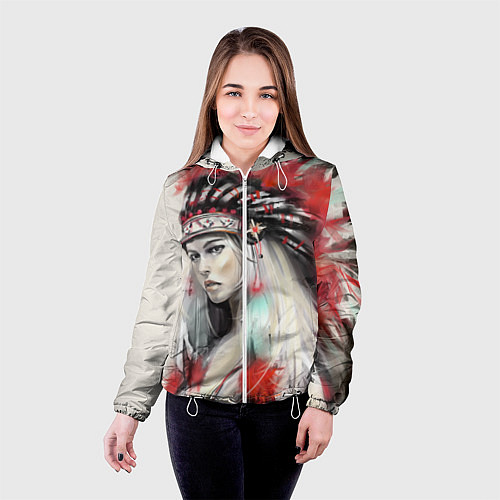 Женская куртка Индейская девушка / 3D-Белый – фото 4