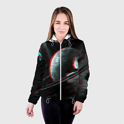 Куртка с капюшоном женская Cosmos Glitch, цвет: 3D-белый — фото 2