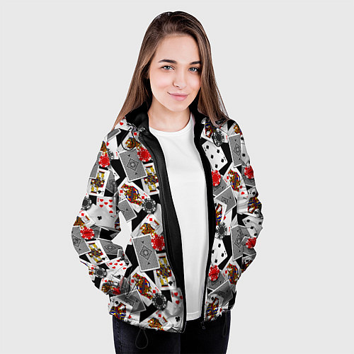 Женская куртка Игральные карты и фишки / 3D-Черный – фото 3