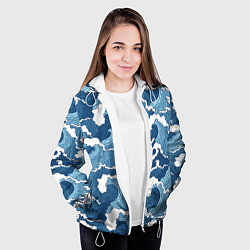 Куртка с капюшоном женская Морские волны графика, цвет: 3D-белый — фото 2