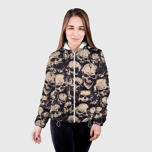 Женская куртка Черепа - паттерн / 3D-Белый – фото 4