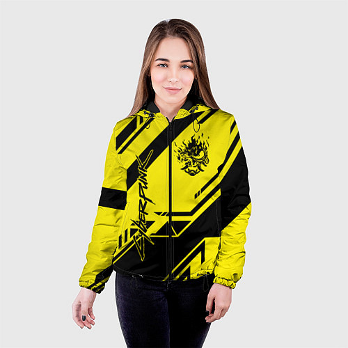 Женская куртка Cyberpunk 2077: Yellow Samurai / 3D-Черный – фото 4