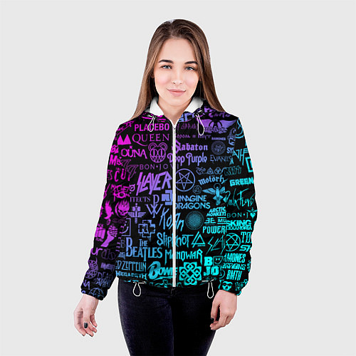 Женская куртка ЛОГОТИПЫ РОК ГРУПП / 3D-Белый – фото 4