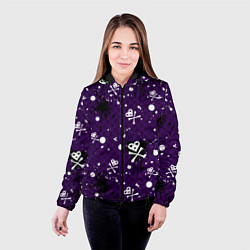 Куртка с капюшоном женская Эмо 2007 фиолетовый фон, цвет: 3D-черный — фото 2