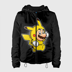 Куртка с капюшоном женская Марио в костюме пикачу, цвет: 3D-черный