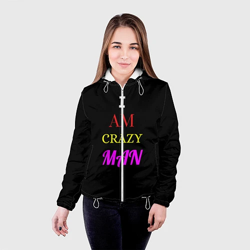 Женская куртка I am crazy man / 3D-Белый – фото 4