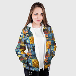 Куртка с капюшоном женская Картины Ван Гога, цвет: 3D-белый — фото 2