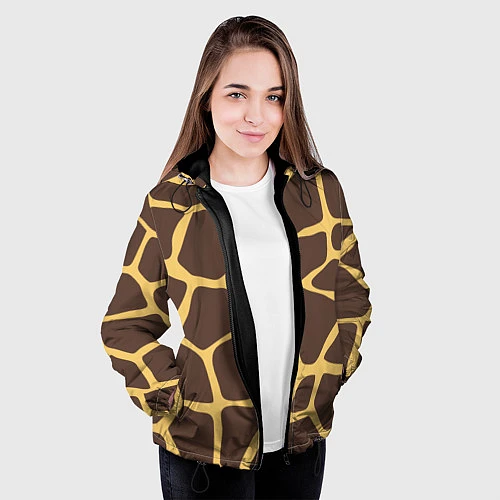 Женская куртка Окрас жирафа / 3D-Черный – фото 3