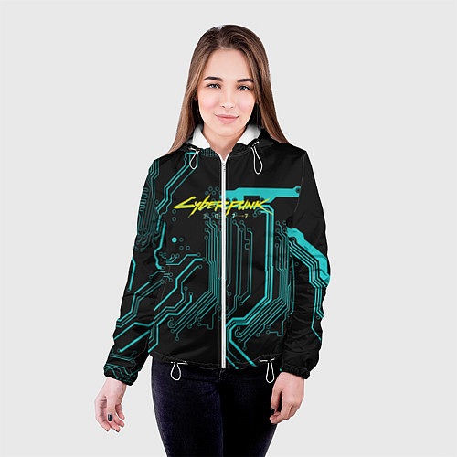 Женская куртка Cyberpunk 2077 / 3D-Белый – фото 4