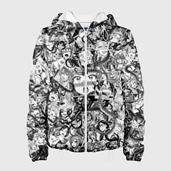 Куртка с капюшоном женская Ахегао с щупальцами, цвет: 3D-белый