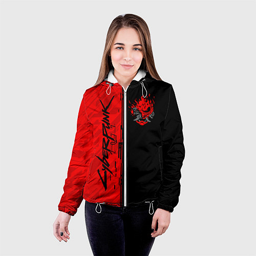 Женская куртка CYBERPUNK 2077 / 3D-Белый – фото 4