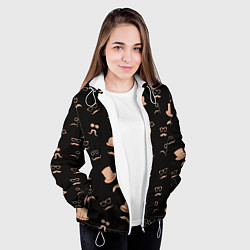 Куртка с капюшоном женская Цилиндр Усы Джентльмен, цвет: 3D-белый — фото 2