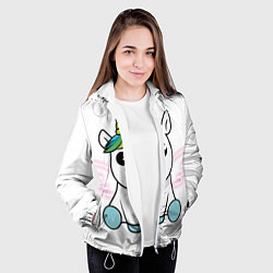 Куртка с капюшоном женская Милый единорожка, цвет: 3D-белый — фото 2