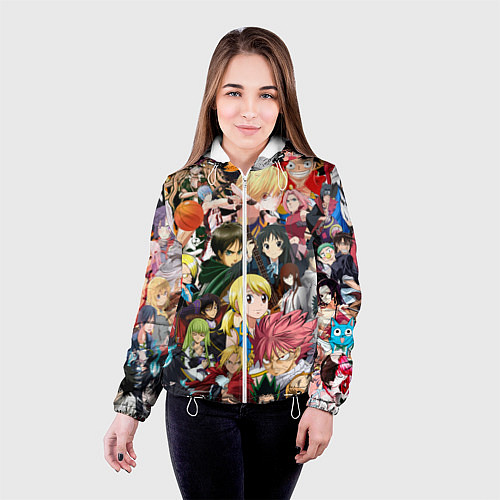Женская куртка Аниме коллаж / 3D-Белый – фото 4
