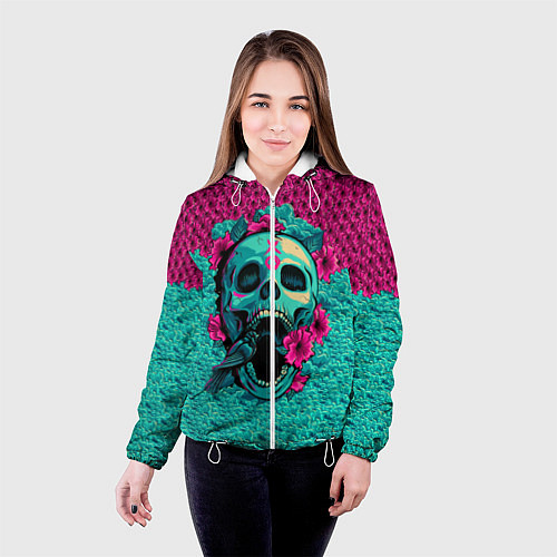 Женская куртка Неоновый череп / 3D-Белый – фото 4
