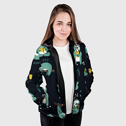 Куртка с капюшоном женская Ленивцы, цвет: 3D-черный — фото 2