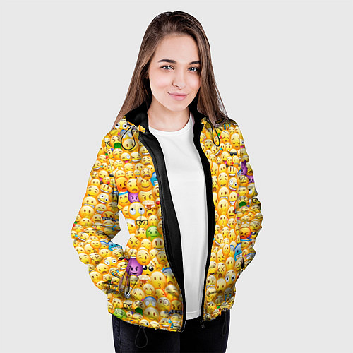 Женская куртка Смайлики Emoji / 3D-Черный – фото 3