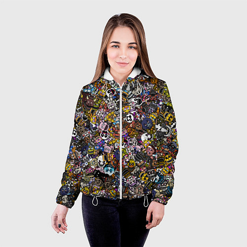 Женская куртка FNaF стикербомбинг / 3D-Белый – фото 4