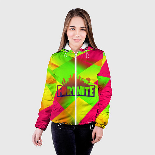 Женская куртка Fortnite гамма абстракция / 3D-Белый – фото 4