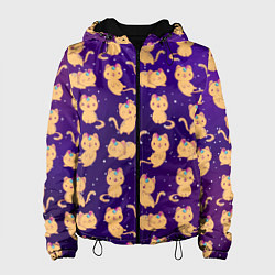 Куртка с капюшоном женская Космические Котики - Единорожики, цвет: 3D-черный