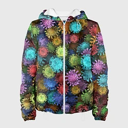 Куртка с капюшоном женская Разноцветные вирусы, цвет: 3D-белый