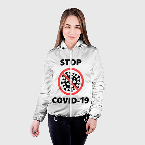 Женская куртка STOP COVID-19 / 3D-Белый – фото 4