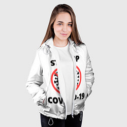 Куртка с капюшоном женская STOP COVID-19, цвет: 3D-белый — фото 2