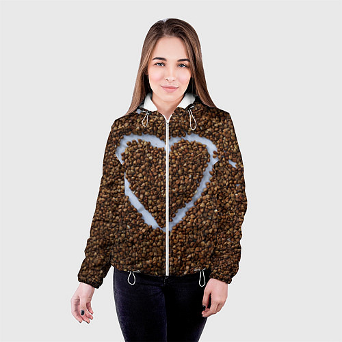 Женская куртка I love гречка / 3D-Белый – фото 4