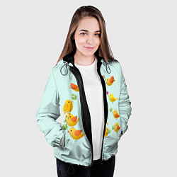 Куртка с капюшоном женская Птицы, цвет: 3D-черный — фото 2