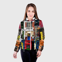 Куртка с капюшоном женская London doors цифровой коллаж, цвет: 3D-белый — фото 2
