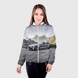 Куртка с капюшоном женская Mercedes V8 Biturbo, цвет: 3D-белый — фото 2