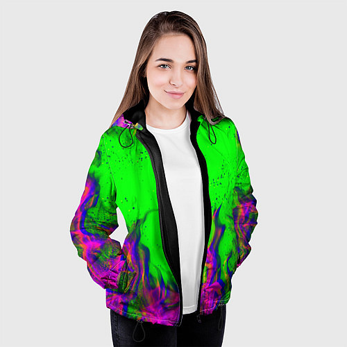 Женская куртка ОГОНЬ ГЛИТЧ / 3D-Черный – фото 3