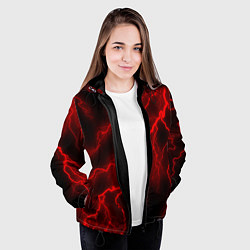 Куртка с капюшоном женская МОЛНИЯ RED NEON, цвет: 3D-черный — фото 2
