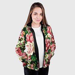 Куртка с капюшоном женская ЦВЕТЫ, цвет: 3D-черный — фото 2
