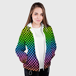 Куртка с капюшоном женская РАДУЖНАЯ ШАХМАТКА, цвет: 3D-белый — фото 2