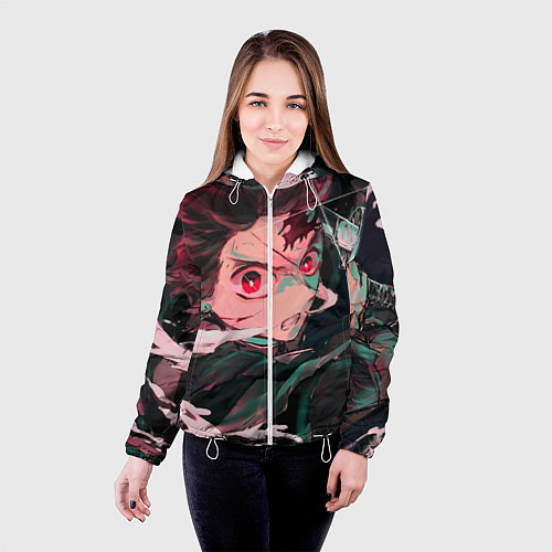 Женская куртка Клинок рассекающий демонов / 3D-Белый – фото 4