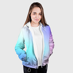 Куртка с капюшоном женская Небесно голубой градиентный, цвет: 3D-белый — фото 2