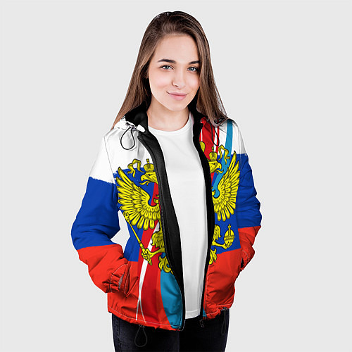 Женская куртка Герб России / 3D-Черный – фото 3