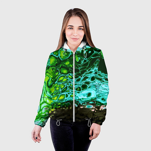 Женская куртка Кислотные разводы краски / 3D-Белый – фото 4