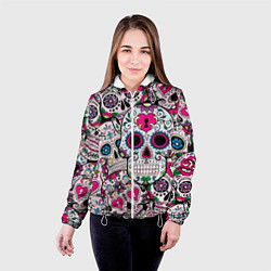 Куртка с капюшоном женская Весёлые черепа, цвет: 3D-белый — фото 2