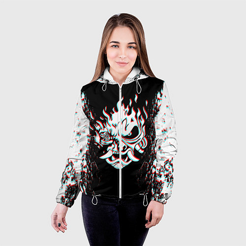 Женская куртка CYBERPUNK 2077 SAMURAI GLITCH / 3D-Белый – фото 4