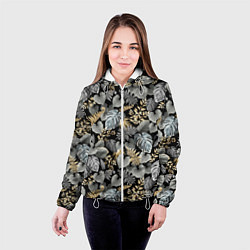 Куртка с капюшоном женская Серебряные листочки, цвет: 3D-белый — фото 2