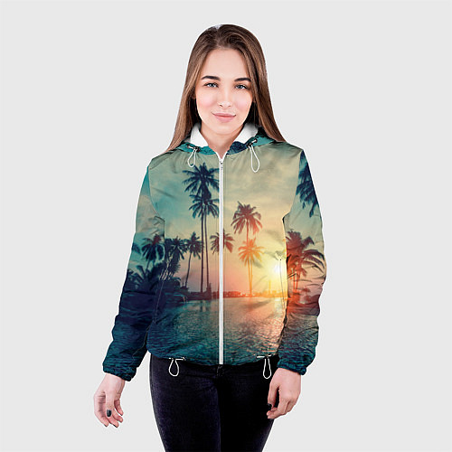 Женская куртка Пальмы / 3D-Белый – фото 4